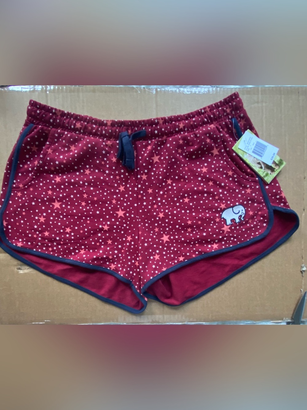ivory ella Pink Star Print Lounge Shorts with Elephant Patch